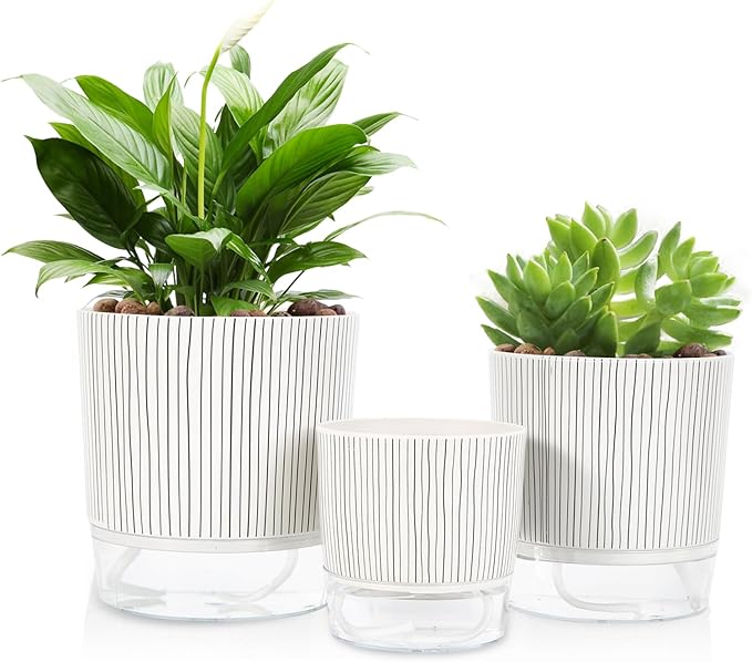 Self Watering Pots for Indoor Plants, 6 & 5 & 4 Inch Stylish Flower Pots by Etvski