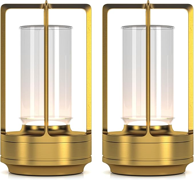 Portable Metal Table Lamp for Indoor/Outdoor, Rechargeable Cordless LED Lamp by HAPYGILightings
