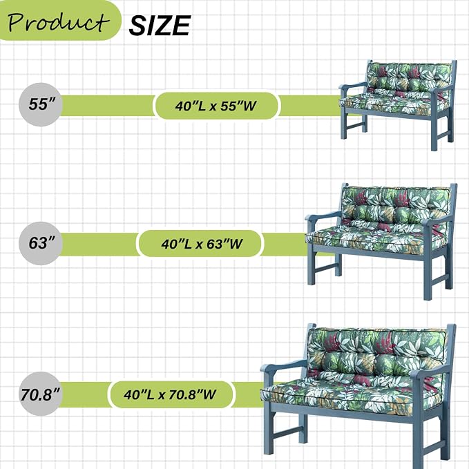Waterproof Porch Swing Cushion Replacement, Thick 4" 2–3 Seat Outdoor Swing - Image 7