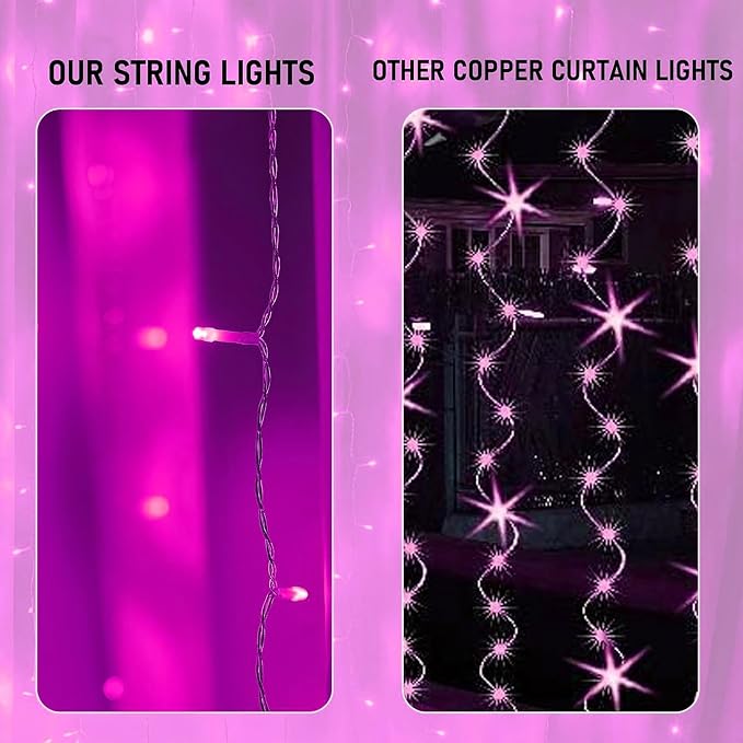 Dazzle Bright 300 LED Curtain String Lights, Valentine's Day Fairy Lights - Image 3