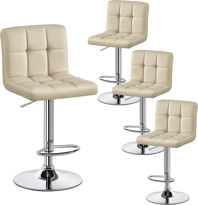 Yaheetech Bar Stools Set of 4, Adjustable PU Leather Swivel Barstools, Modern by Yaheetech