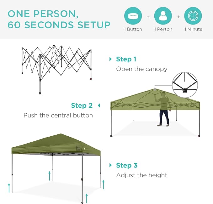 Best Choice Products 10x10ft Pop Up Canopy Tent, Outdoor Shade, 1 Person 1 - Image 2