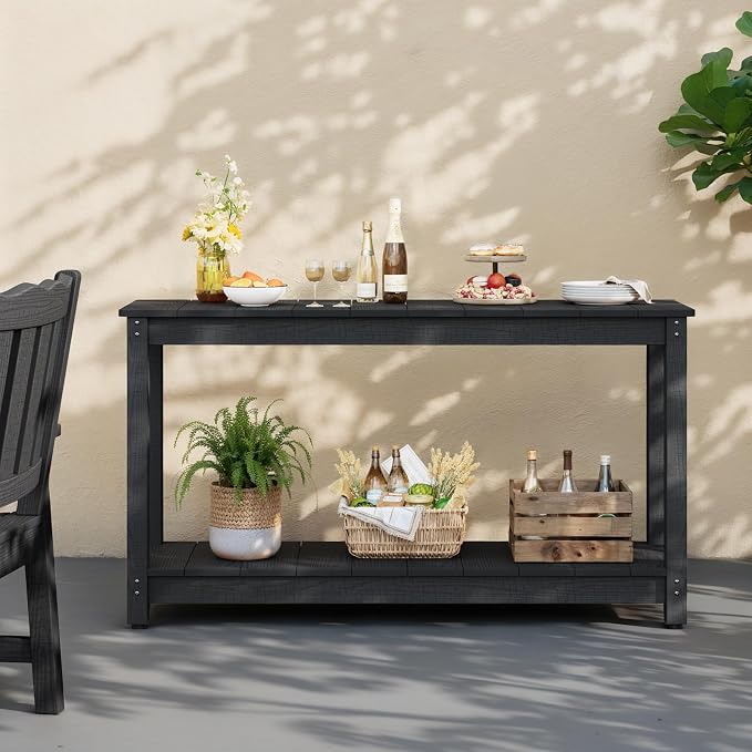 Stoog Outdoor Console Table, All-Weather 2-Tier Patio Console Table - Image 9