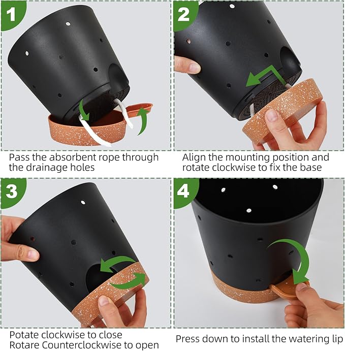 Orchid Pots with Holes, 6 Inch Self Watering Orchid Pot 2 Pack Plastic Plant - Image 4