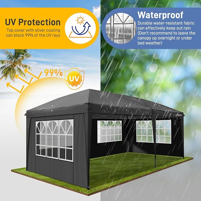 VINGLI 10x20 ft Pop Up Canopy Tent - Image 6