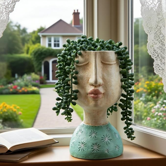 DiliComing Resin Face Planters Pots Head - Image 6