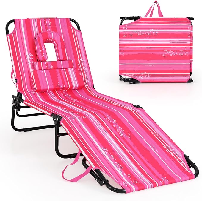 GYMAX Tanning Chair, 350lbs Beach Lounge Chair by GYMAX