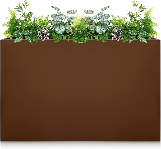 Galvanized Steel Planter Box-No Installation Required Metal Rectangular Block by Zezgeuro