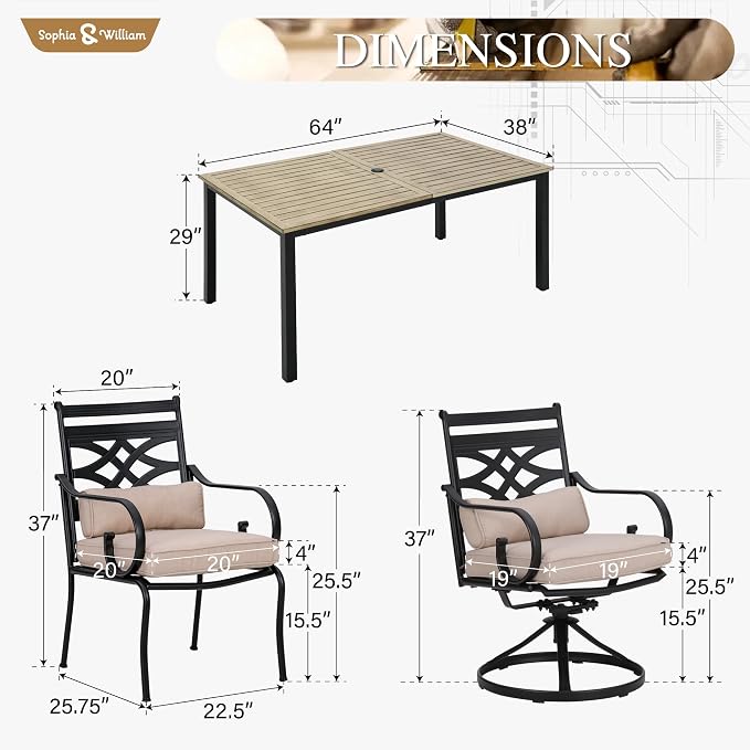 Sophia & William Outdoor Patio Dining Set - Image 7