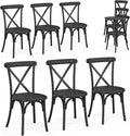 VINGLI Plastic Outdoor Dining Chairs Set of 6, Stackable Patio Dining Chairs by VINGLI