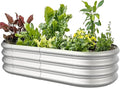 4x2x1ft Oval Galvanized Raised Garden Bed Outdoor 9-in-1 Large Metal Modular by IDEAFAMILY