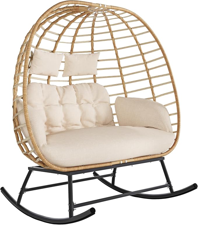 SWITTE Double Wicker Egg Rocking Chair Outdoor, Indoor Egg Swing Loveseat by SWITTE
