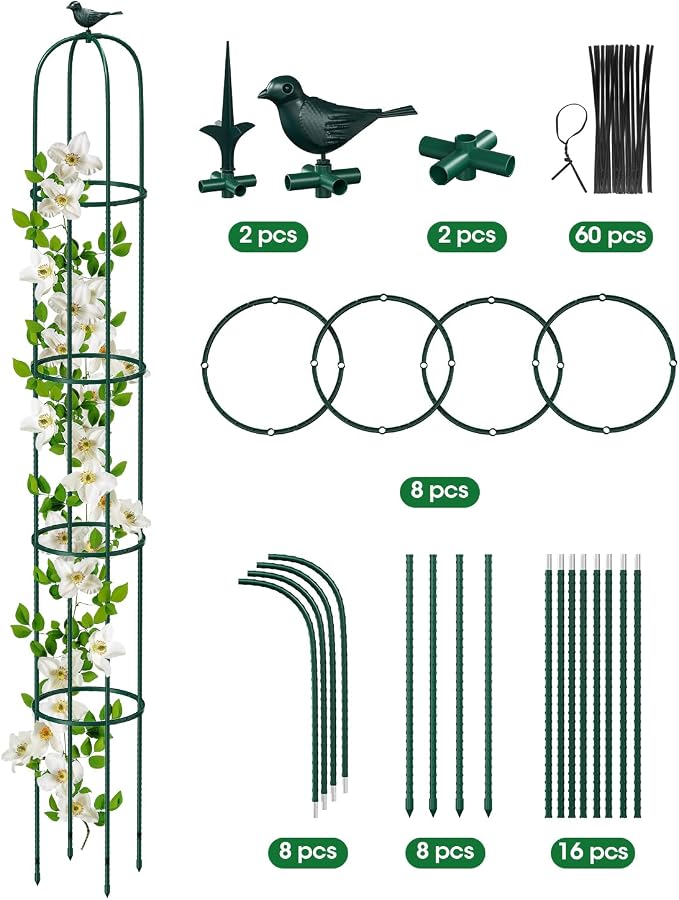 2PCS Garden Trellis for Climbing Plants, 6.2FT Rustproof Metal Pipe - Image 7