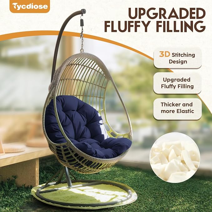 Egg Chair Cushion Replacement, Waterproof Outdoor Hanging Egg Swing Chair - Image 6
