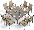 PHI VILLA 9 PCS Patio Dining Set, Aluminum Outdoor Furniture, Patio Table and by PHIVILLAThepioneerofcomfortablehouseholdsupplies