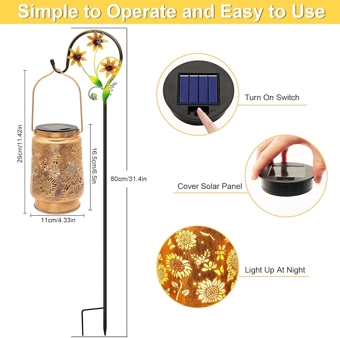 Sunflower Solar Lanterns Outdoor Waterproof, Gifts - Image 4