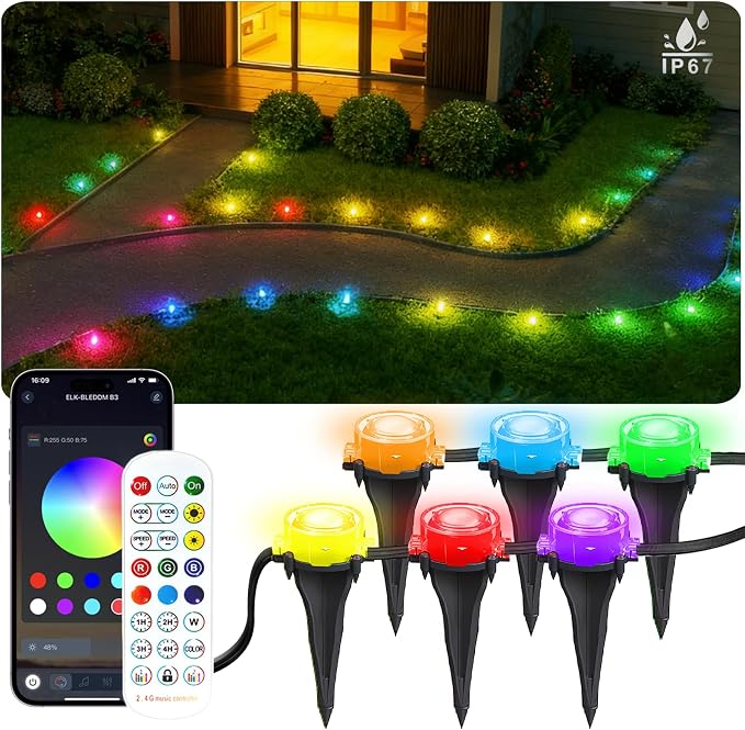 50Ft Permanent Outdoor Ground Lights Smart Color Changing, Pathway Christmas by BonvePet