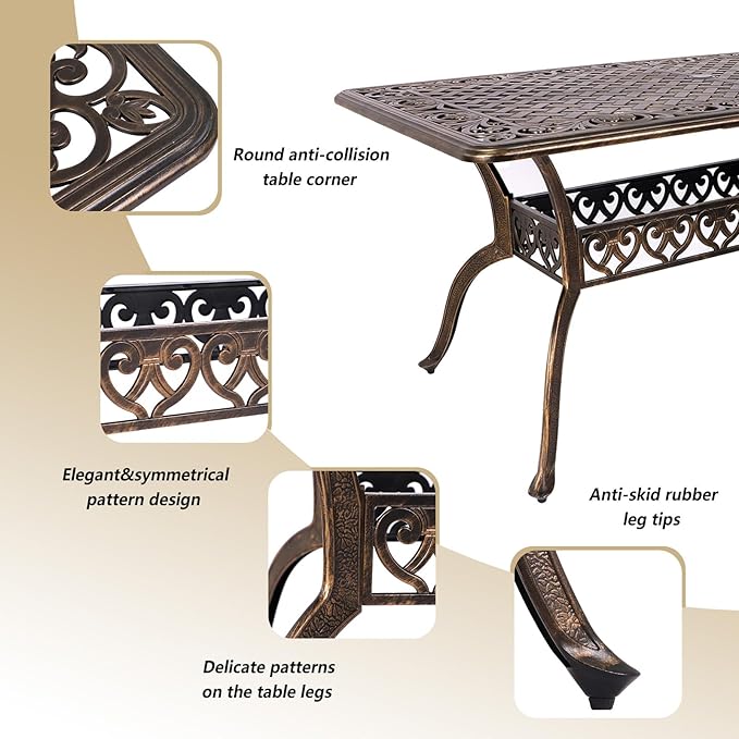 Grepatio 7 Piece Patio Dining Set Outdoor Dining Set Cast Aluminum Furniture Set - Image 2