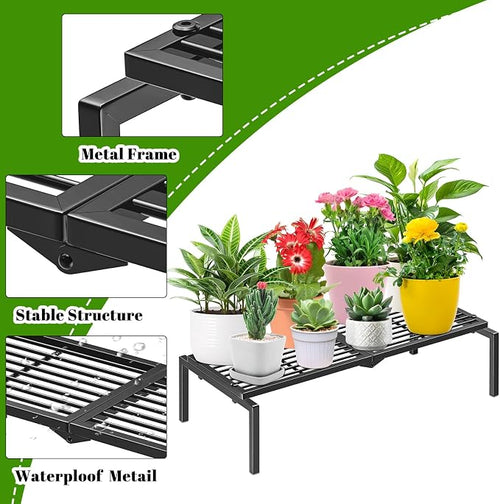 1 Tier Metal Plant Stand Indoor Outdoor, Potted Multiple Flower Pot Holder Rack - Image 2