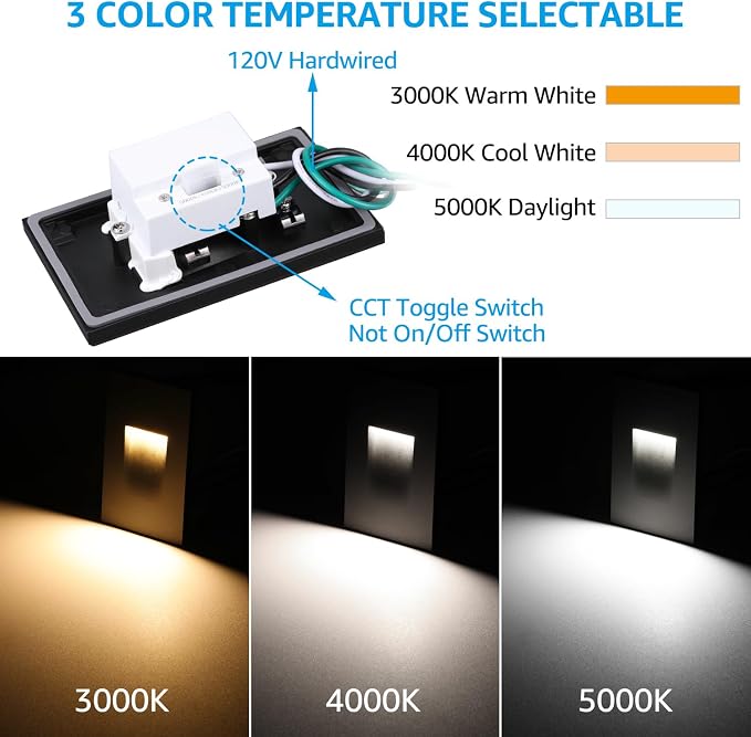 LEONLITE 5CCT 120V LED Step Lights, 3.5W 150LM 5%-100% Dimmable Indoor Outdoor - Image 2