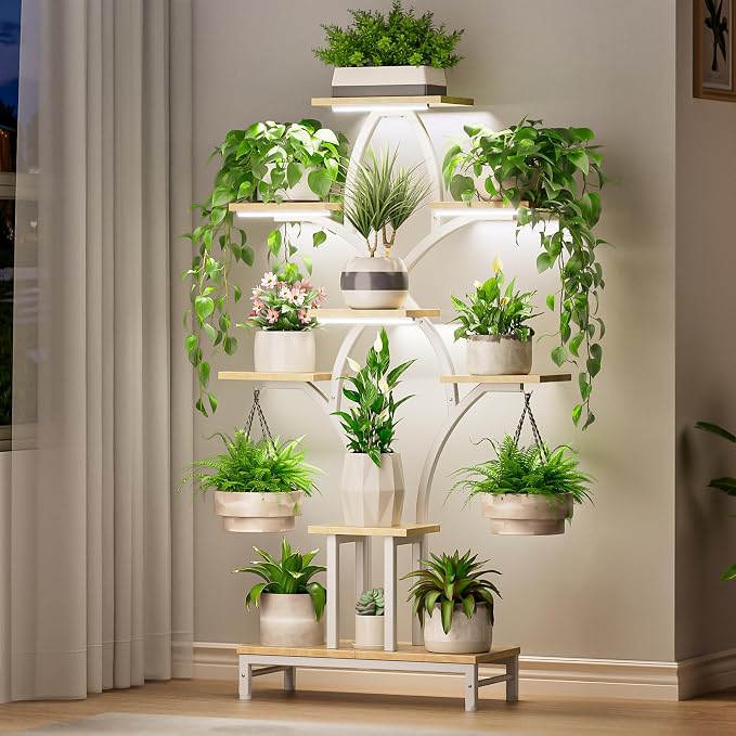 Plant Stand Indoor with 4 Grow Lights by NEHAJUNXI