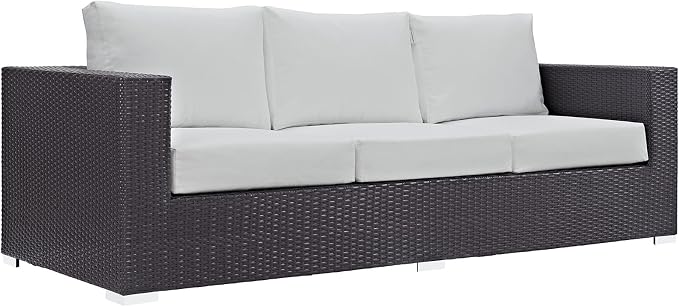 Modway Convene Wicker Rattan Outdoor Patio Sofa in Espresso White by Modway
