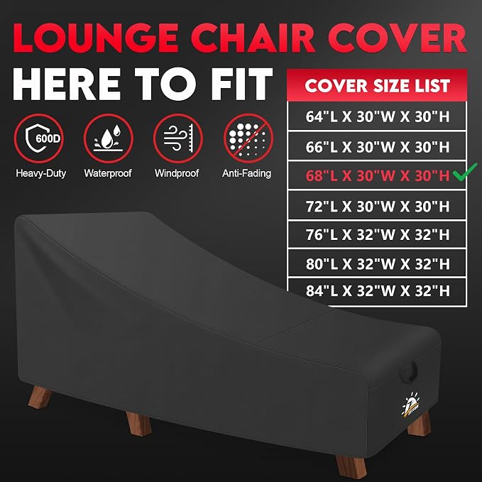 Zettum Outdoor Lounge Chair Cover 2 Pack - Image 3
