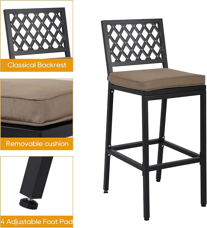 Outdoor Patio Bar Set, Bar Height Patio Dining Set, Weather-Resistant Bistro - Image 4