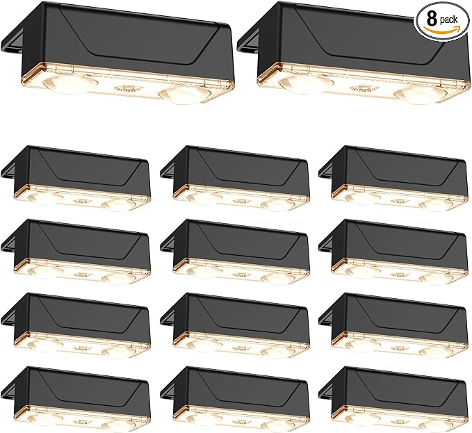 Derynome Solar Fence Outdoor Lights 12 Pack, 3 Color Modes IP45 Waterproof by Derynome