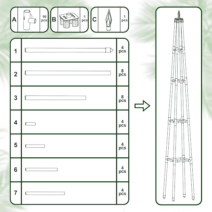 6FT Obelisk Trellis for Climbing Plants Outdoor, 16mm Rust-Proof Extra - Image 5