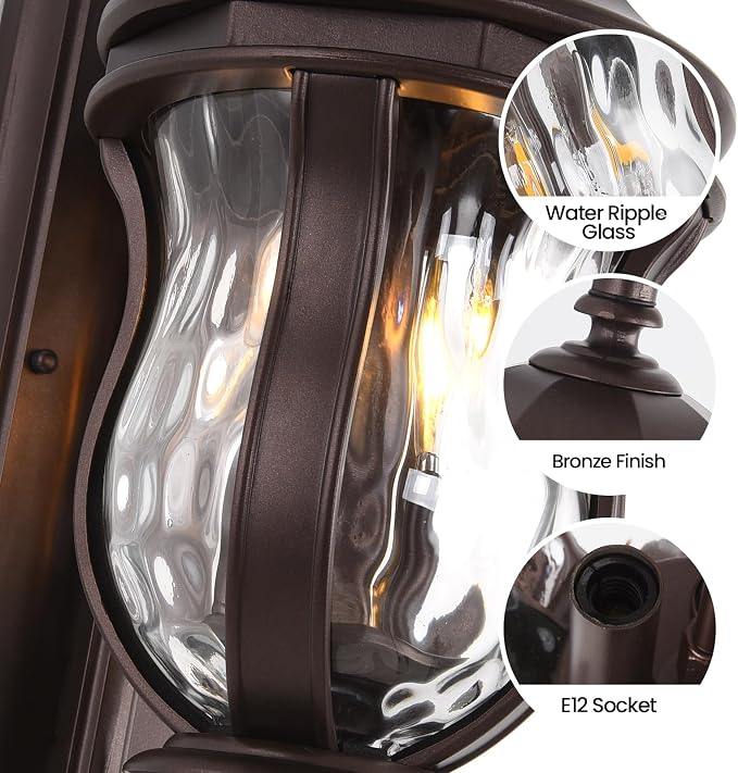Outdoor Wall Sconces, 22.8" H Large Exterior Wall Lanterns, Waterproof Exterior - Image 6
