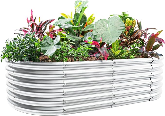 Land Guard 4×2×1.5ft Galvanized Raised Garden Bed Kit, Galvanized Planter by LandGuard