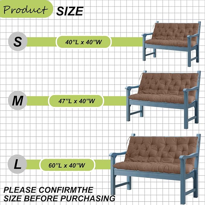 Waterproof Porch Swing Cushion Replacement, Thick 4" 2–3 Seat Outdoor Swing - Image 7