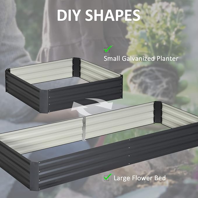 Outsunny Galvanized Raised Garden Bed, - Image 4