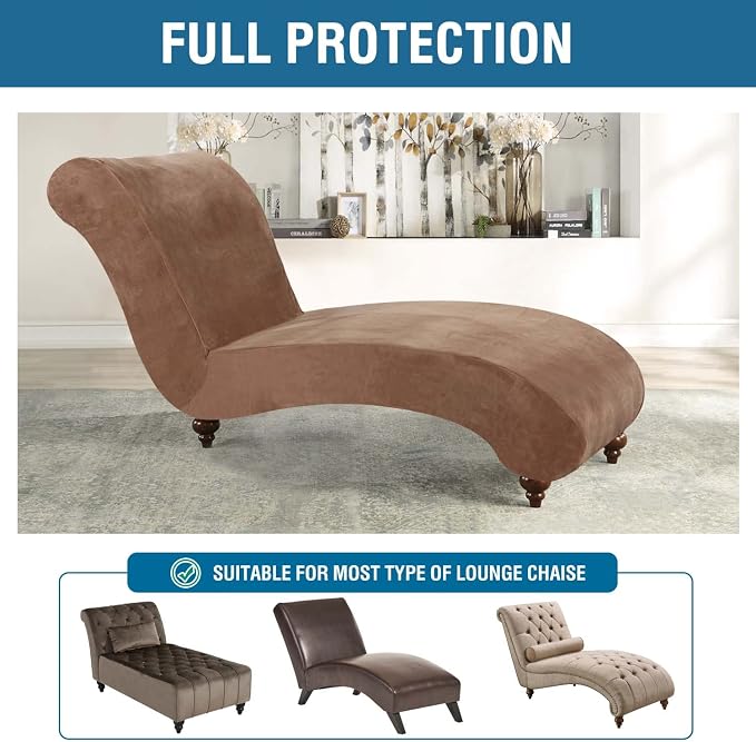H.VERSAILTEX Chaise Lounge Cover Indoor Velvet Chaise Slipcover High Stretch - Image 5
