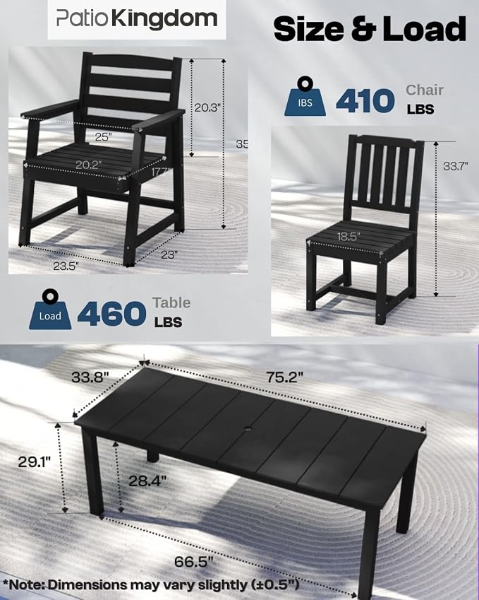 7-Piece Black Outdoor Dining Set - Image 5
