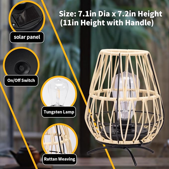 2PK Solar Lanterns Outdoor, Solar Hanging Lantern Lights - Image 5