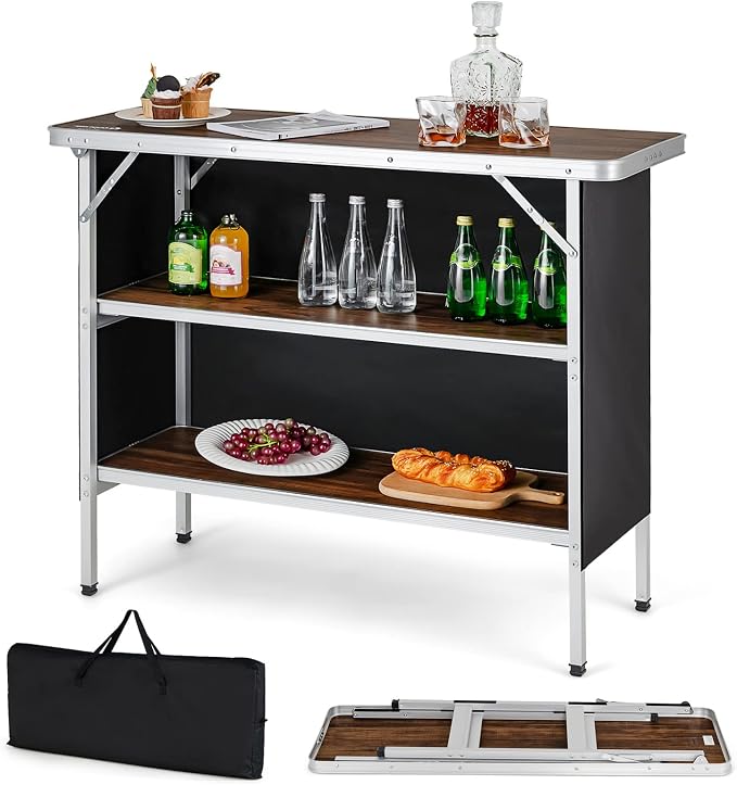 COSTWAY Folding Picnic Table, Portable Camping Table by COSTWAY