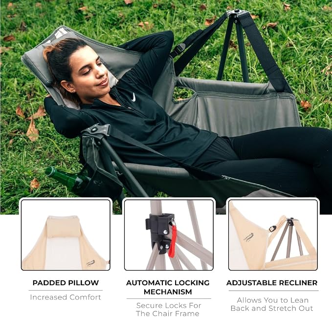 Portable Swing Hammock Chair | Foldable Recliner Rocking Lounger - Image 4