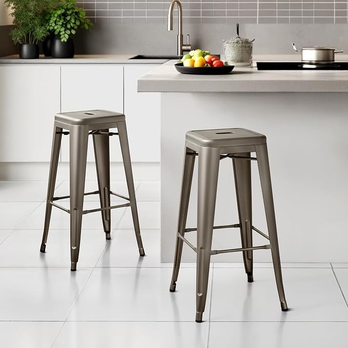 Yaheetech 30 Inch Metal Bar Stools Set of 4, Bar Height Backless Bartools - Image 2