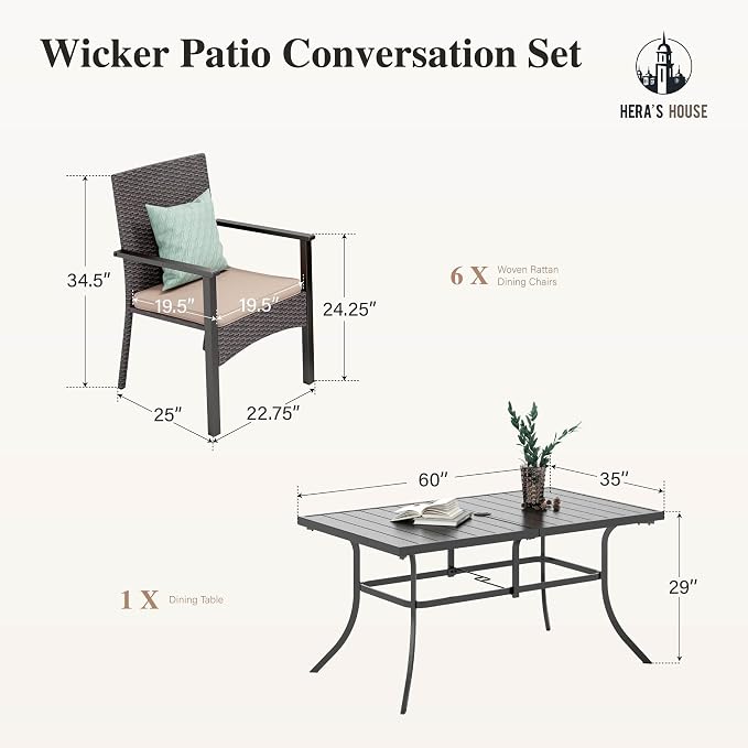 HERA'S HOUSE 7 Pieces Patio Dining Set - Image 7