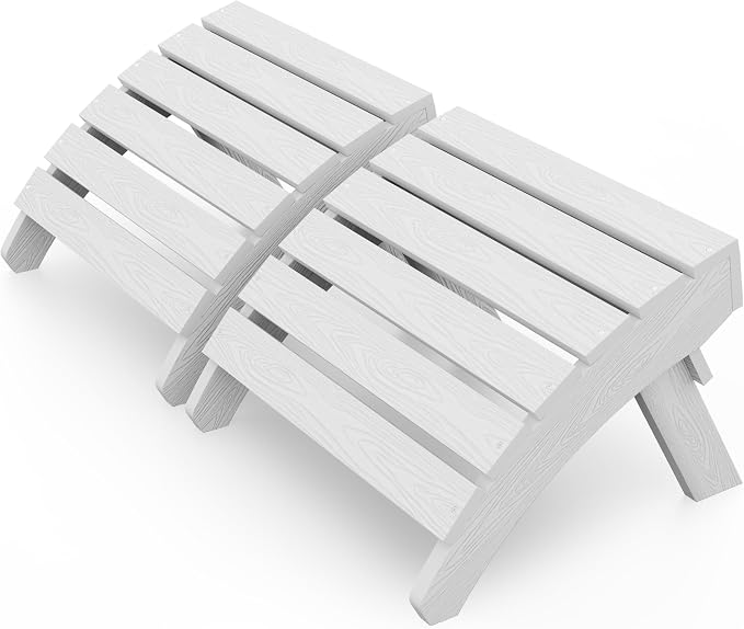 MXIMU Folding Adirondack Ottoman Set of 2: HIPS Plastic Outdoor Footrest Easy by MXIMU