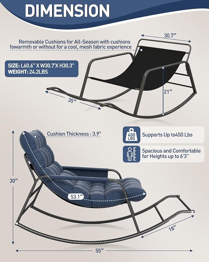 Oversized Indoor Rocking Chair, Plush Papasan Chair - Image 3