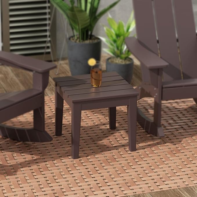 WestinTrends Ashore Outdoor Patio Modern Adirondack Side Table, Dark Brown - Image 2