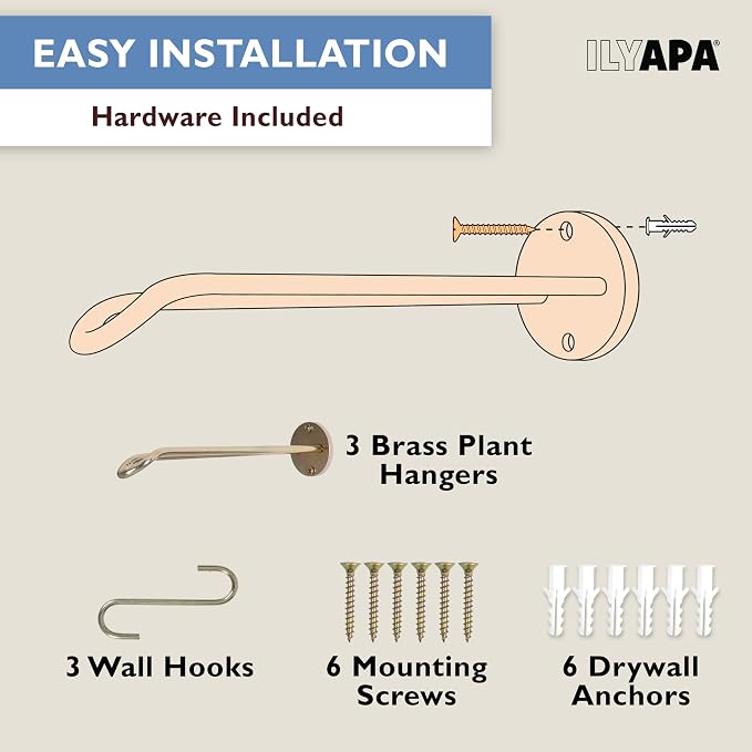 Ilyapa 3 Pack Metal Wall Plant Hangers - Image 6