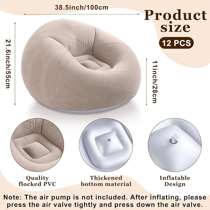 Realspring Inflatable Bean Bag Chairs Outdoor Blow up Camping Chairs Inflatable - Image 3
