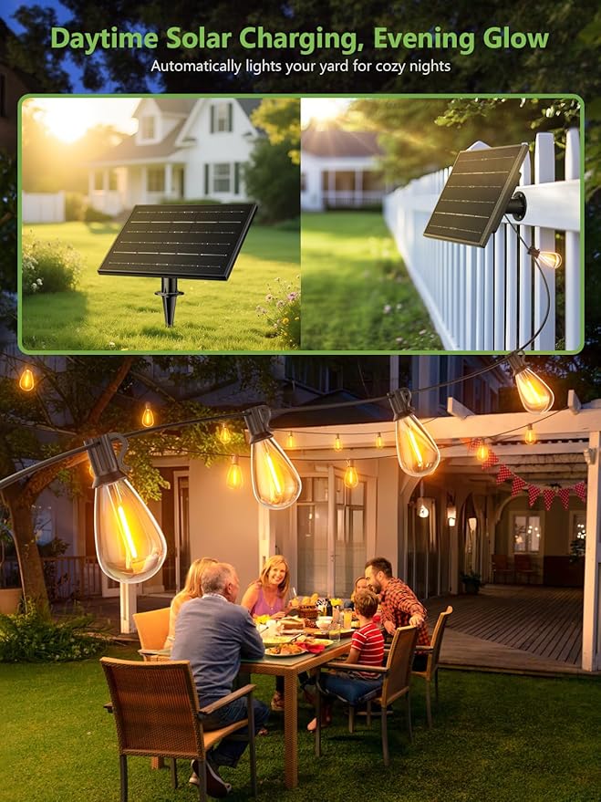 luckystyle 200FT Solar String Lights Outdoor Waterproof 2200K - Image 5