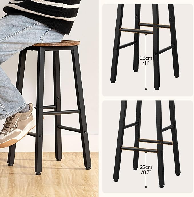 HOOBRO Bar Stools, Barstools Set of 4, Counter Height Barstools, 24.8" Bar - Image 6
