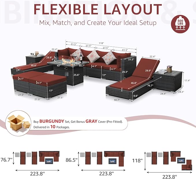 NICESOUL 11 Piece Sectional Outdoor Set - Image 6