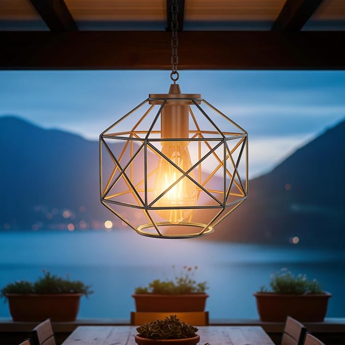 Hanging Solar Lantern, 7.8′′×7′′Outdoor Solar Lanterns Waterproof Pendant Light by Unknown